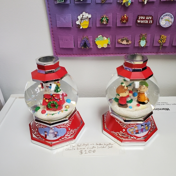 Charlie Brown and peanuts gang light up candle holders by the Bradford Exchange - Picture 11 of 11